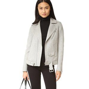 Theory Wool Cashmere Grey Tralsmin Moto Biker Jacket Size P/XS